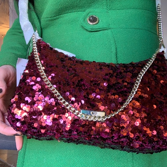 Authentic KATE SPADE Sequins top zip Clutch/shoulder/Crossbody - Picture 12 of 15